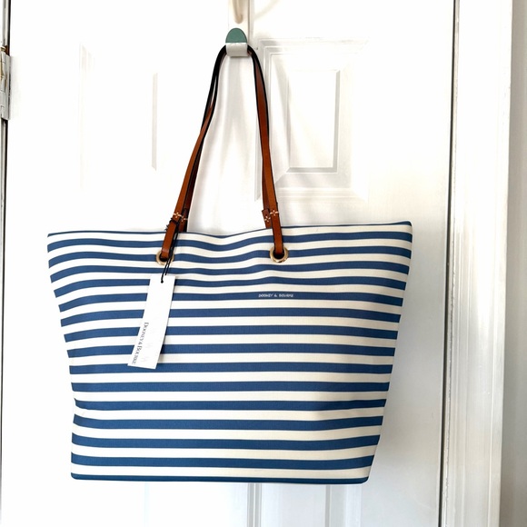 DOONEY & BOURKE•blue stripe Sullivan Addison nautical travel beach tote bag NWT - Picture 2 of 7